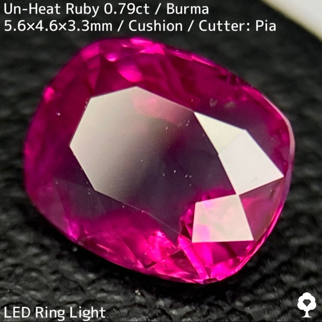 ビルマ産非加熱ルビー0.79ct★美色結晶をコウモリが覆うバットマンルビー