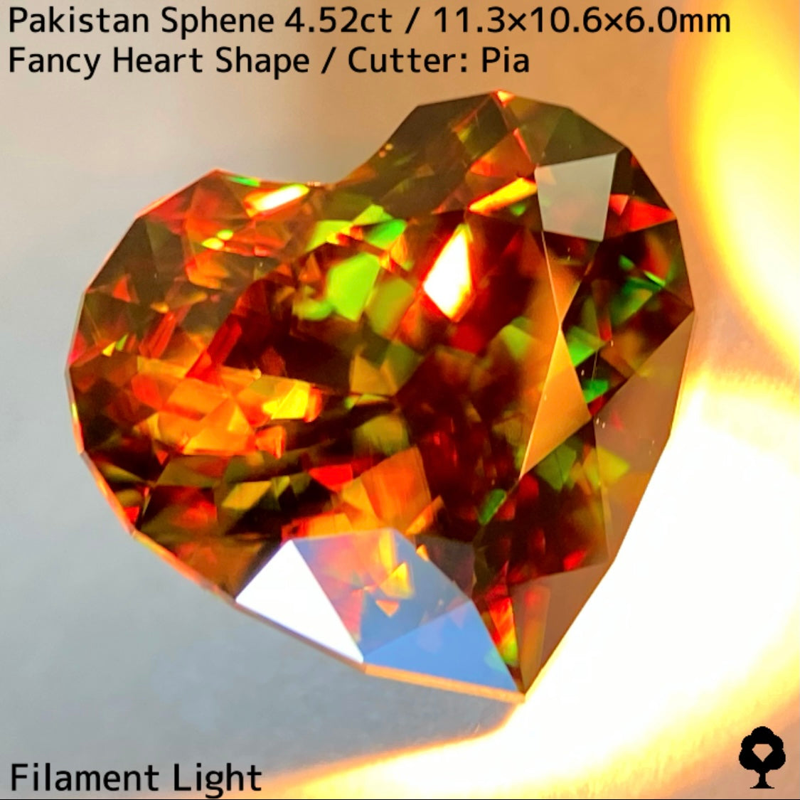 パキスタン産スフェーン4.521ct★彩度高い濃色グリーンから赤いファイアーが弾ける