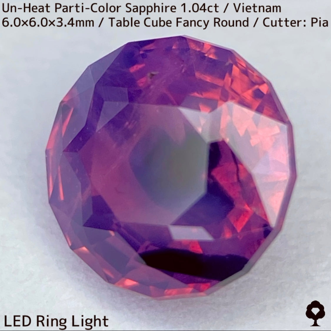 ベトナム産非加熱パーティカラーサファイア1.046ct★ベトナム産の面白さが詰まったシルキーネオン放つ1ctアップ