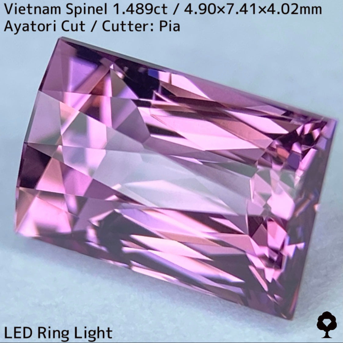 ベトナム産スピネル1.489ct★妖艶なピンキッシュパープルの超美結晶原石の形を生かしたシザースのあやとりカット