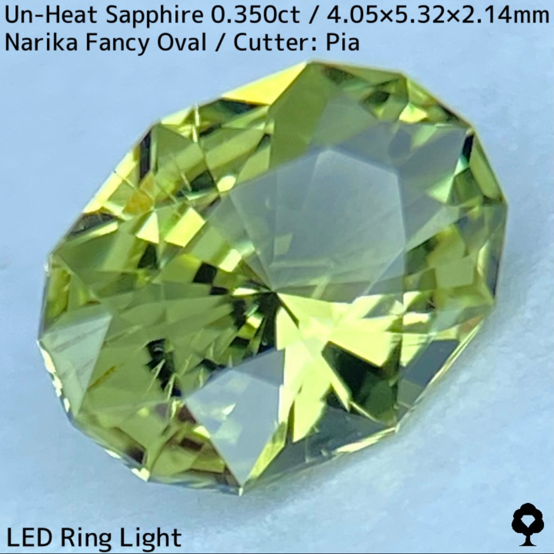 非加熱サファイア0.350ct★若草色の美結晶ナリカーカットにシルバーの針インクル浮かぶ