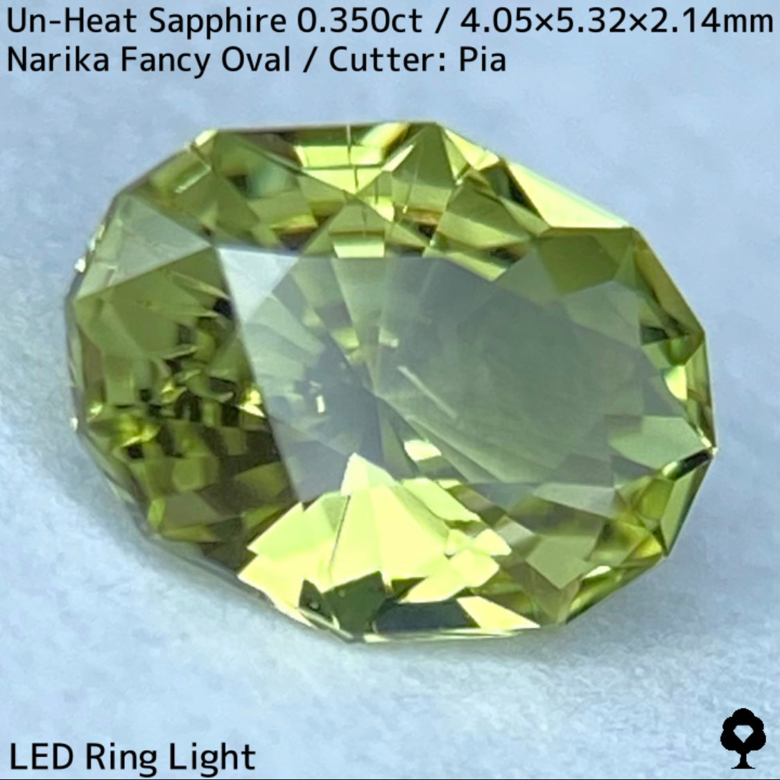 非加熱サファイア0.350ct★若草色の美結晶ナリカーカットにシルバーの針インクル浮かぶ