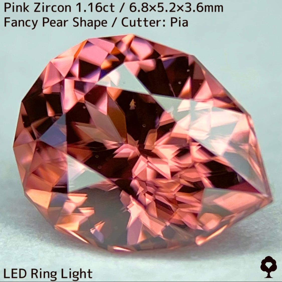 妖艶に色の混ざり合うピンクにファイアー彩るファンシーペアシェイプ★ピンクジルコン1.16ct