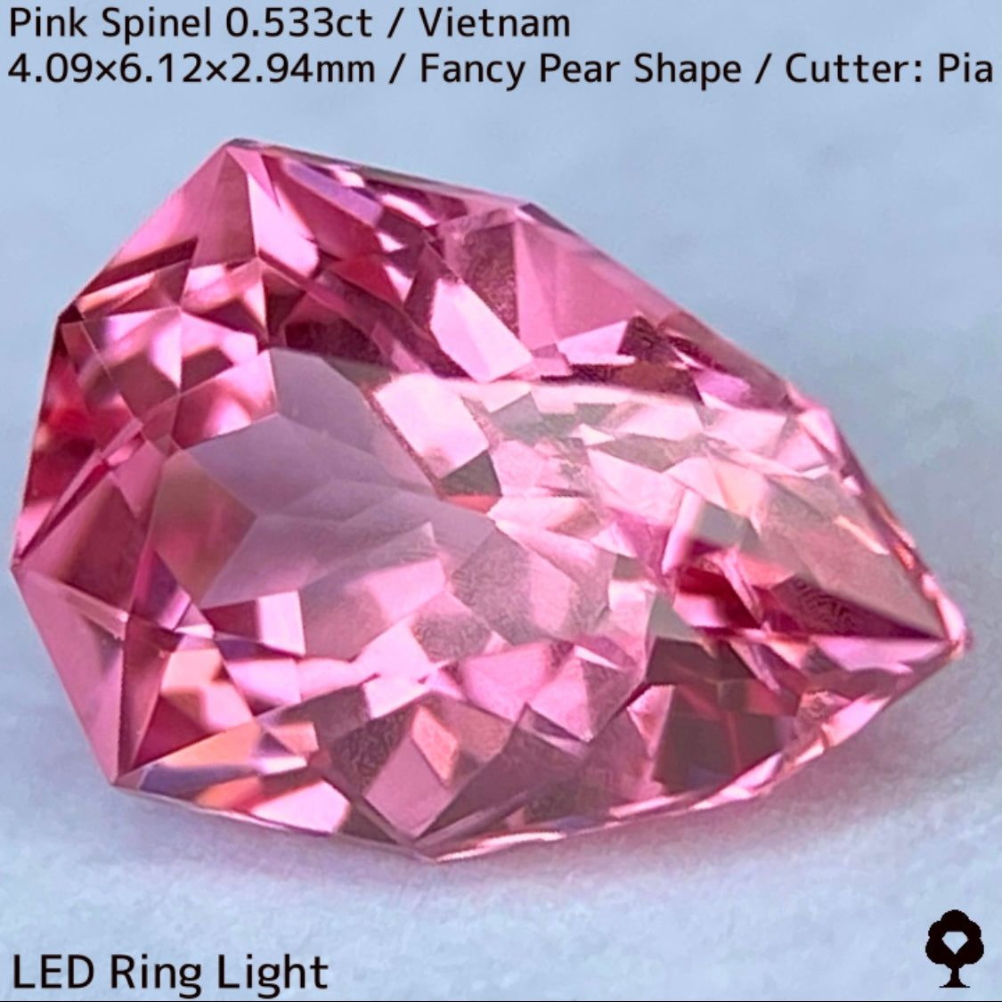 【お客さま専用】ベトナム産ピンクスピネル0.533ct★ツボミのような色だまり感美しいパパラチァカラーのペアシェイプ★ZB8枚ご利用