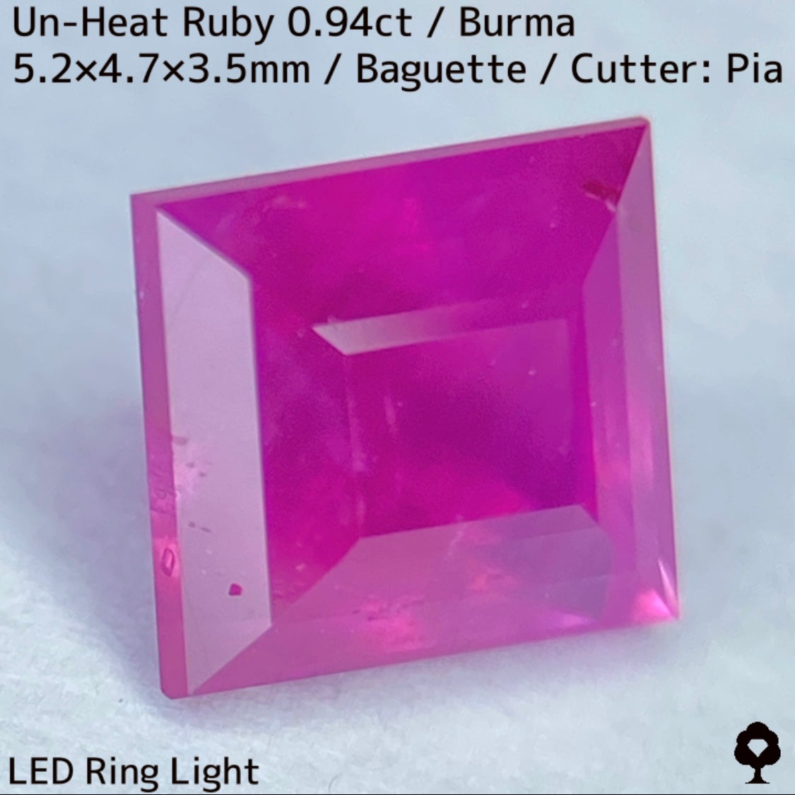 ビルマ産非加熱ルビー0.94ct★シルキーピンク可愛い無駄のないシャープなバゲット