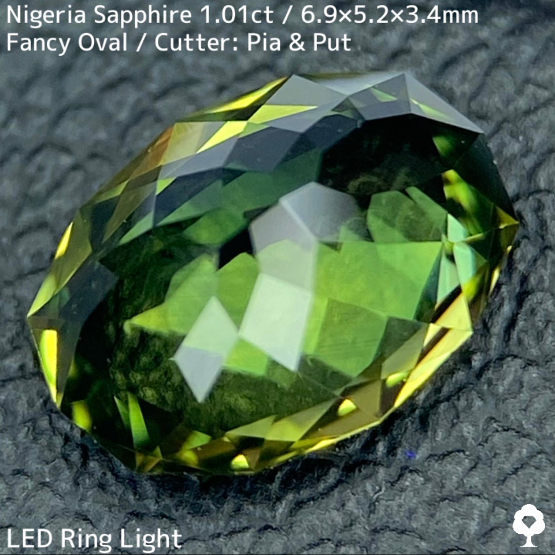 ナイジェリア産サファイア1.01ct★ブルーイッシュグリーンとイエローの混ざり合うリバーシブル感が面白い美結晶
