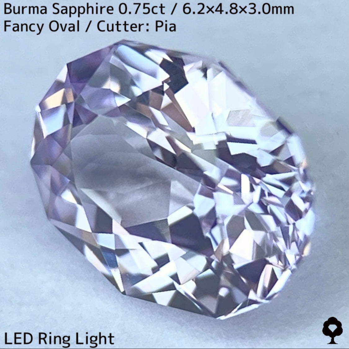 ビルマ産サファイア0.757ct★大変身を遂げたほのかなライラック感が可愛らしいほんのりシルキーなニアカラーレス