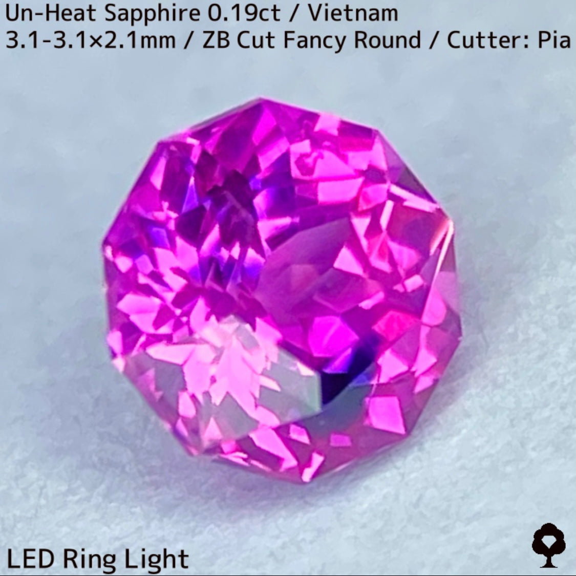 【GW特別企画★30%まほチケキャッシュバック】ベトナム産非加熱サファイア0.19ct★ワンポイントブルーのパープリッシュピンクの小さな花は強く煌めく