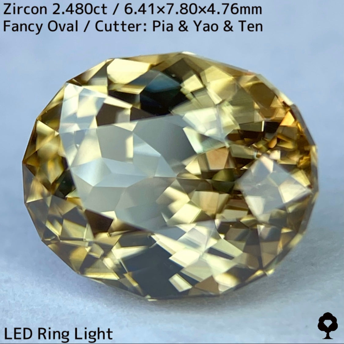 【ご当選者さま専用】ジルコン2.480ct★ゴールドの中に青の色だまりあるグリーンの煌めき放つ面白い1石