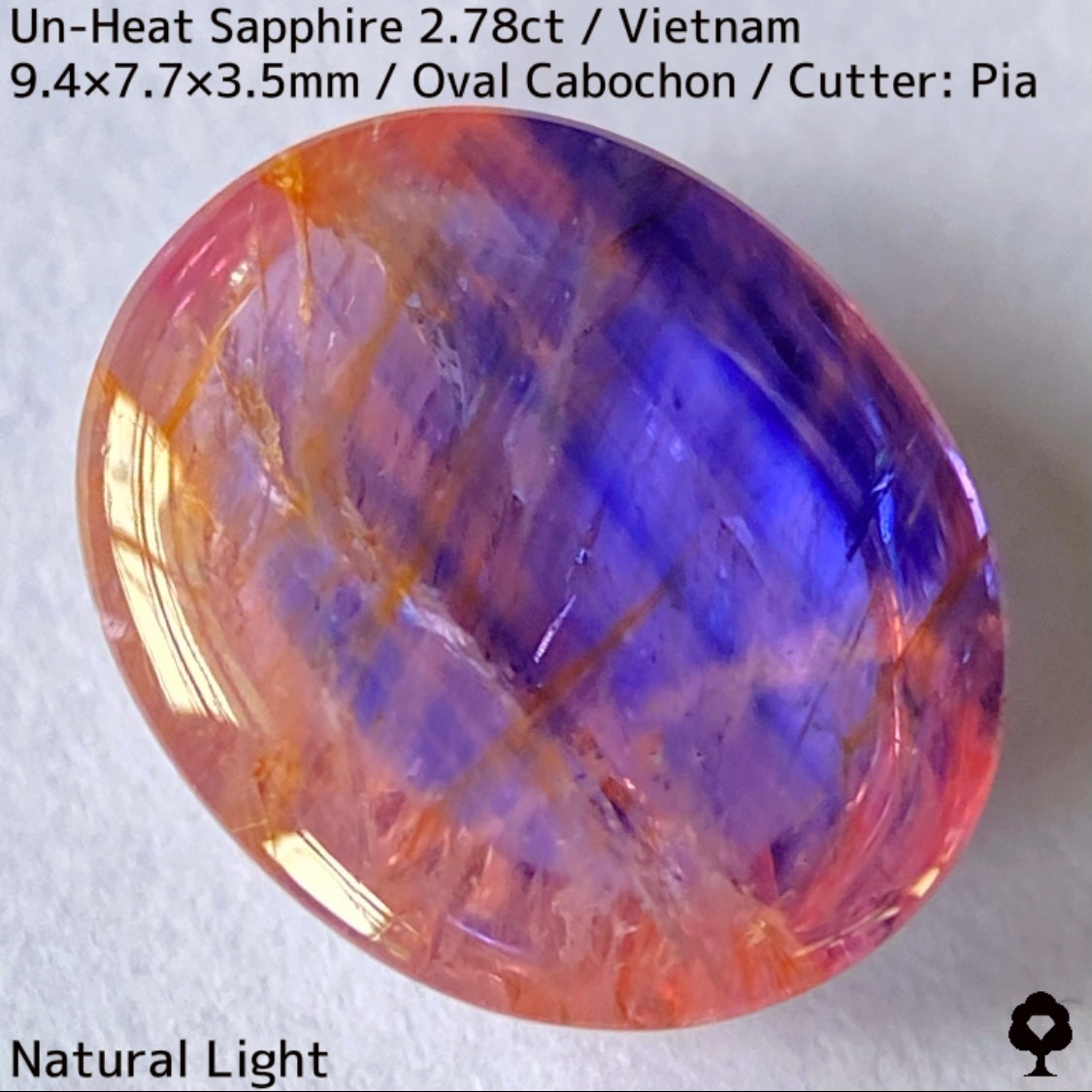 ベトナム産非加熱サファイア2.78ct★発色の良いパープルにオレンジインクルで絵画のようなベトナム産らしい面白い一石