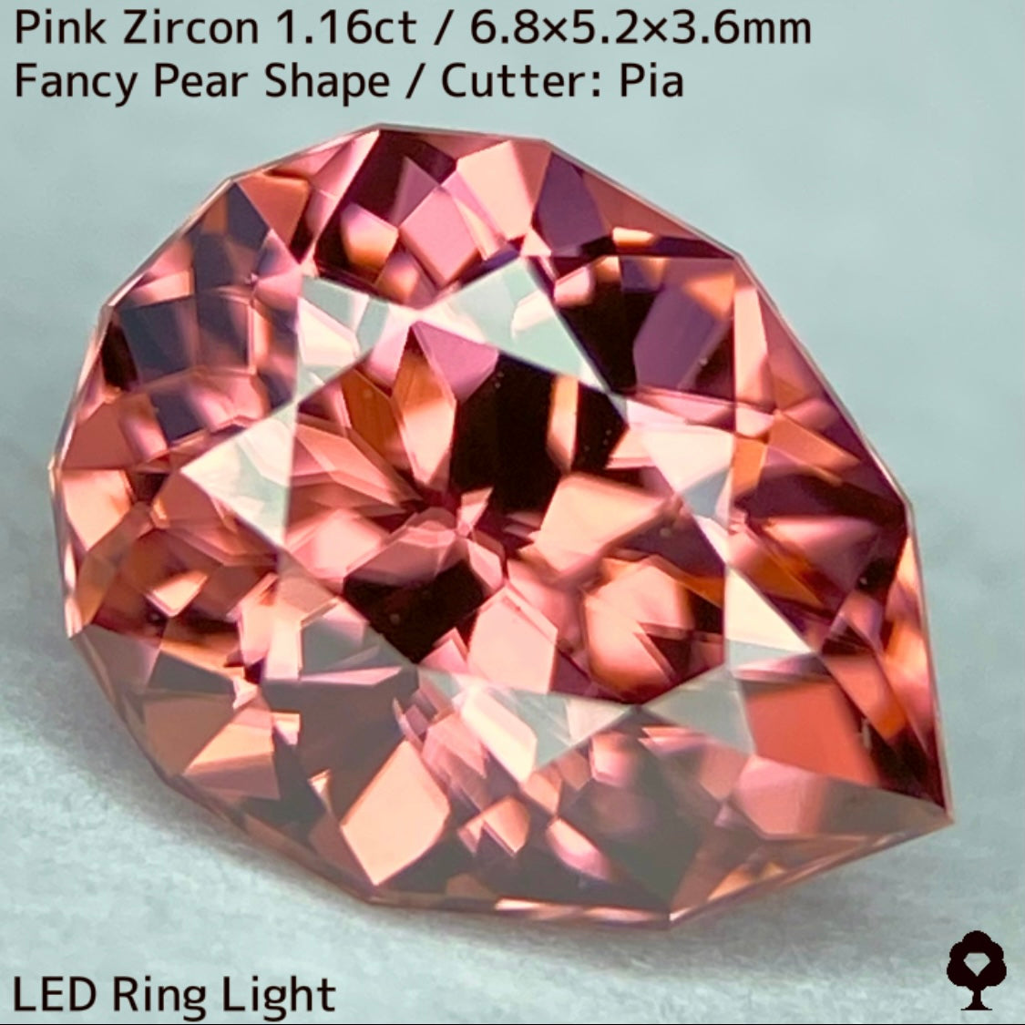 妖艶に色の混ざり合うピンクにファイアー彩るファンシーペアシェイプ★ピンクジルコン1.16ct