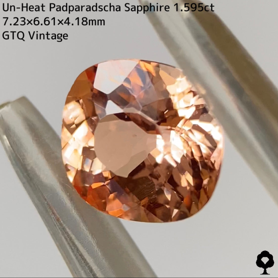 非加熱パパラチァサファイア1.595ct★探しても見つからない1.5ctアップのオレンジ系美色ヴィンテージ作品