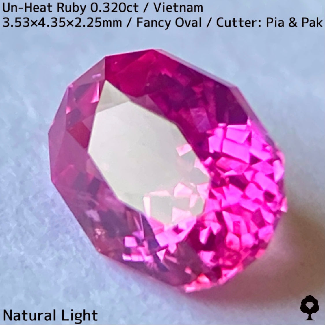 ベトナム産非加熱ルビー0.320ct★ネオンピンクの煌めき溢れる花咲くファンシーオーバル