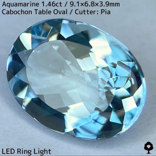 【3月誕生石プライス】アクアマリン1.47ct★マリンブルーの瑞々しい煌めきと相性抜群のバフトップテーブル