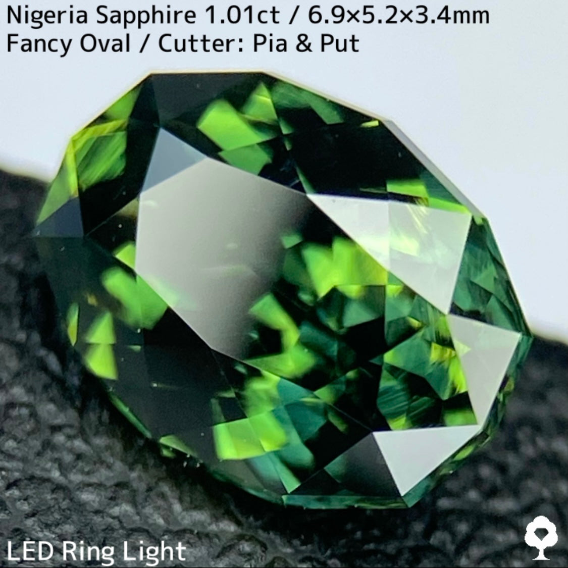 ナイジェリア産サファイア1.01ct★ブルーイッシュグリーンとイエローの混ざり合うリバーシブル感が面白い美結晶