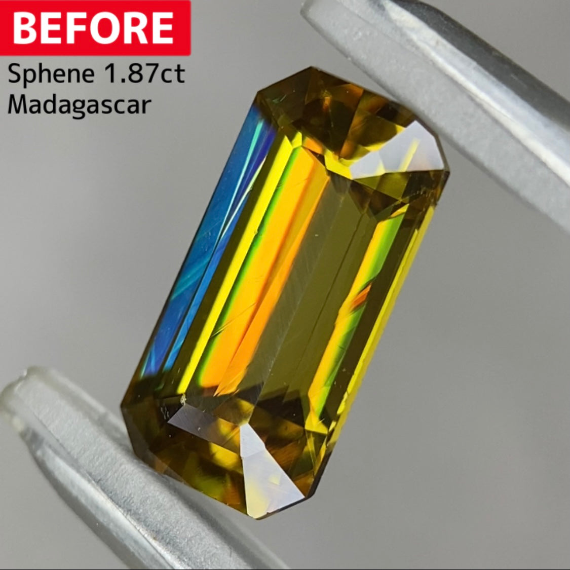 お客さま専用【超高品質BEFORE&AFTER】BEFOREスフェーン1.87ct★完成までプライス★5ZBご利用価格