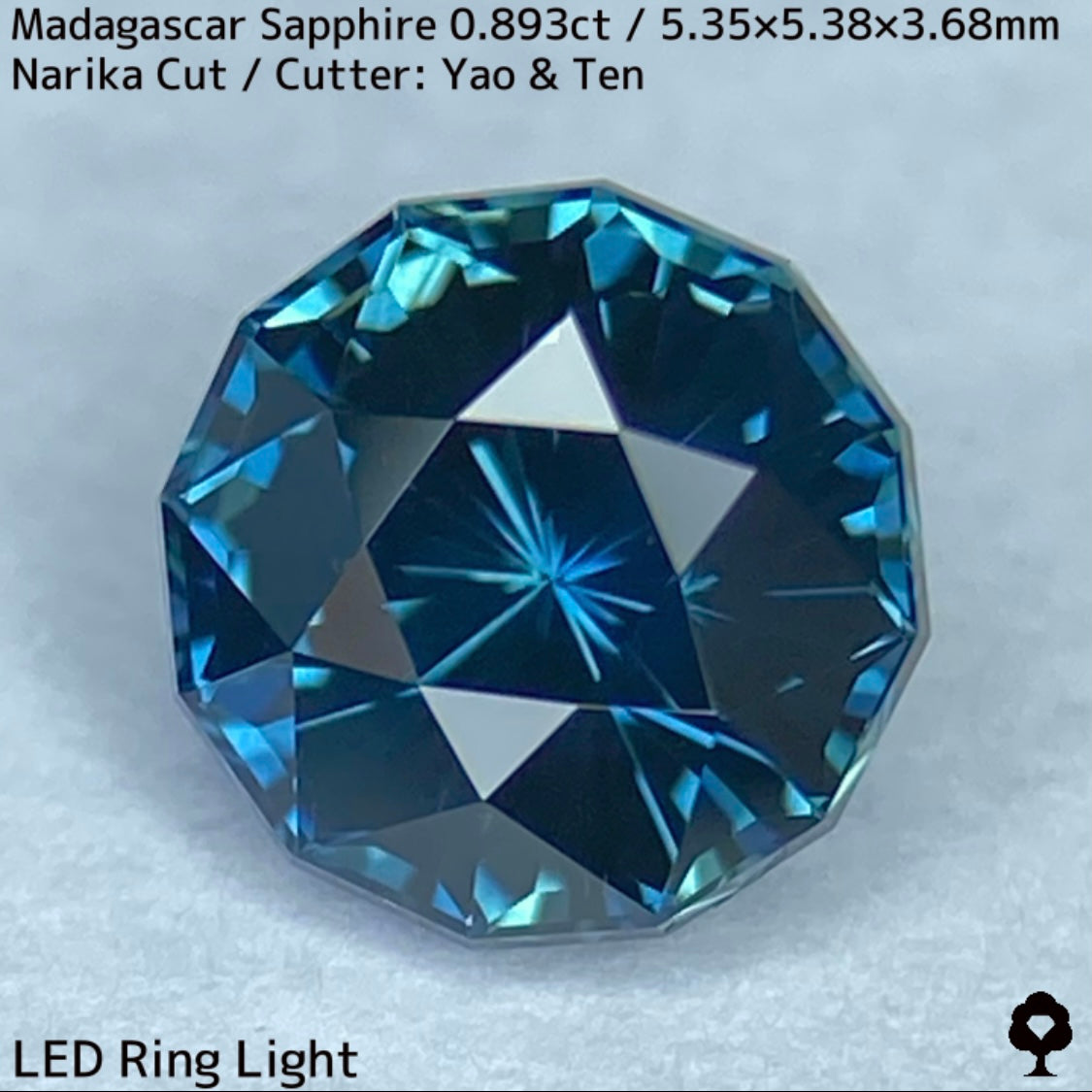 ほんのりミルキーでブルーにグリーンが混ざるナリカーカット★マダガスカル産サファイア0.893ct