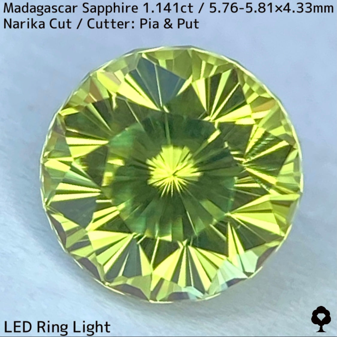 マダガスカル産サファイア1.141ct★春色美グリーンにファイアー煌めくナリカーカット超美結晶1ctアップ