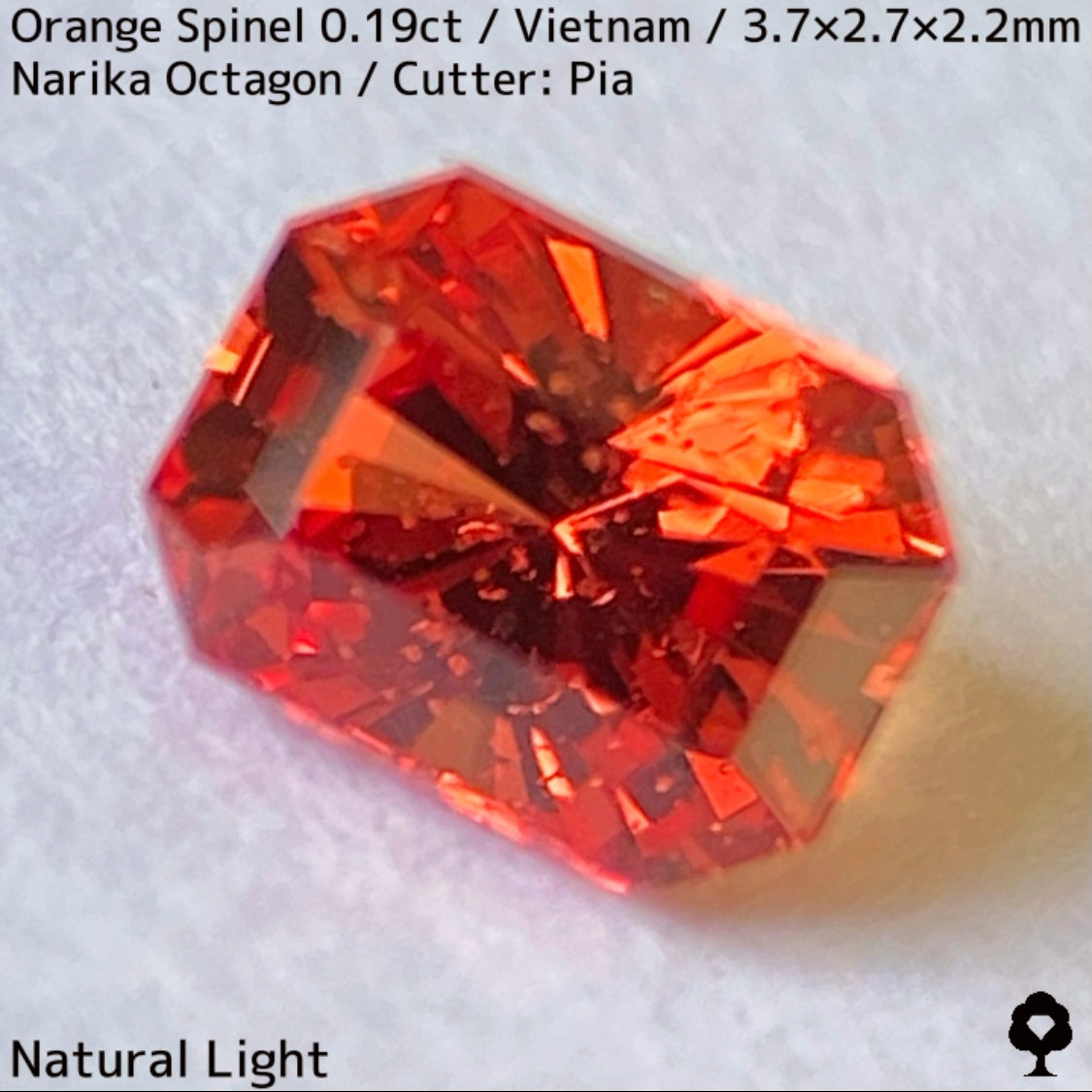 ベトナム産オレンジスピネル0.19ct★ネオンオレンジ美しいナリカーの鋭い煌めきのバブリー結晶