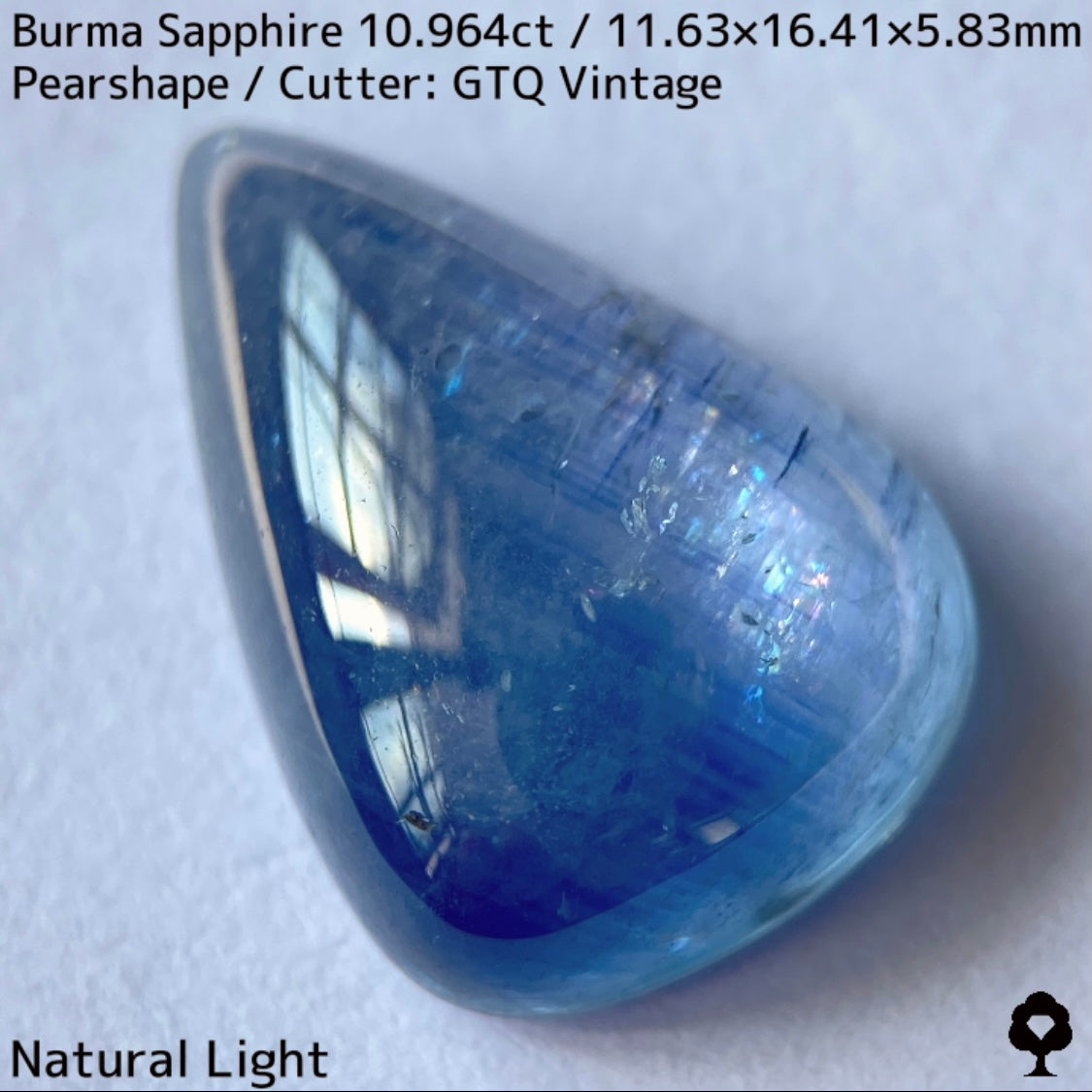 ビルマ産サファイア10.964ct★煌めく虹インクルと実はキャッツが出るなど面白さ詰まった秘蔵品