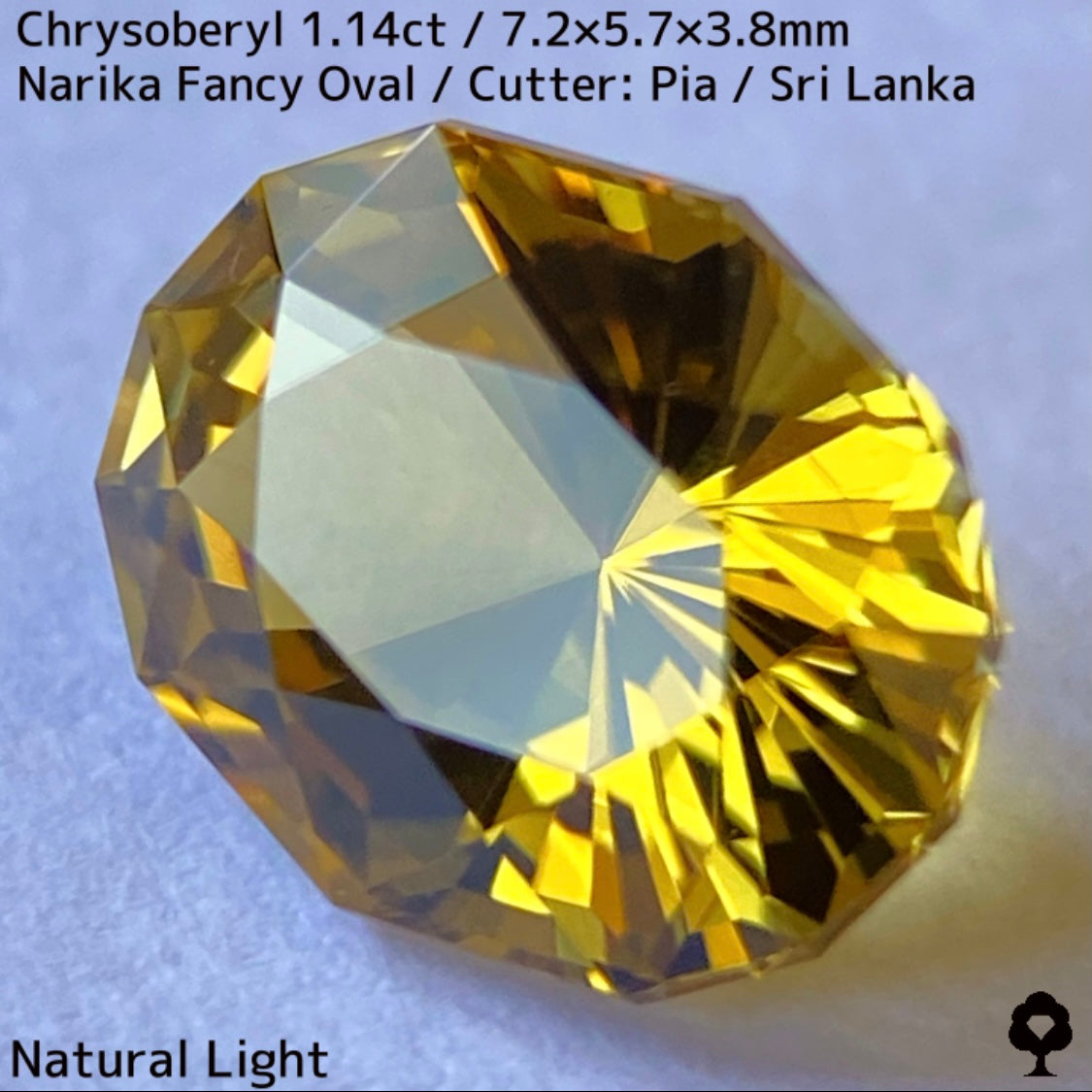 【お客さま専用】クリソベリル1.14ct★曇りなき美結晶から王道ゴールドの鋭いナリカーカットの煌めき