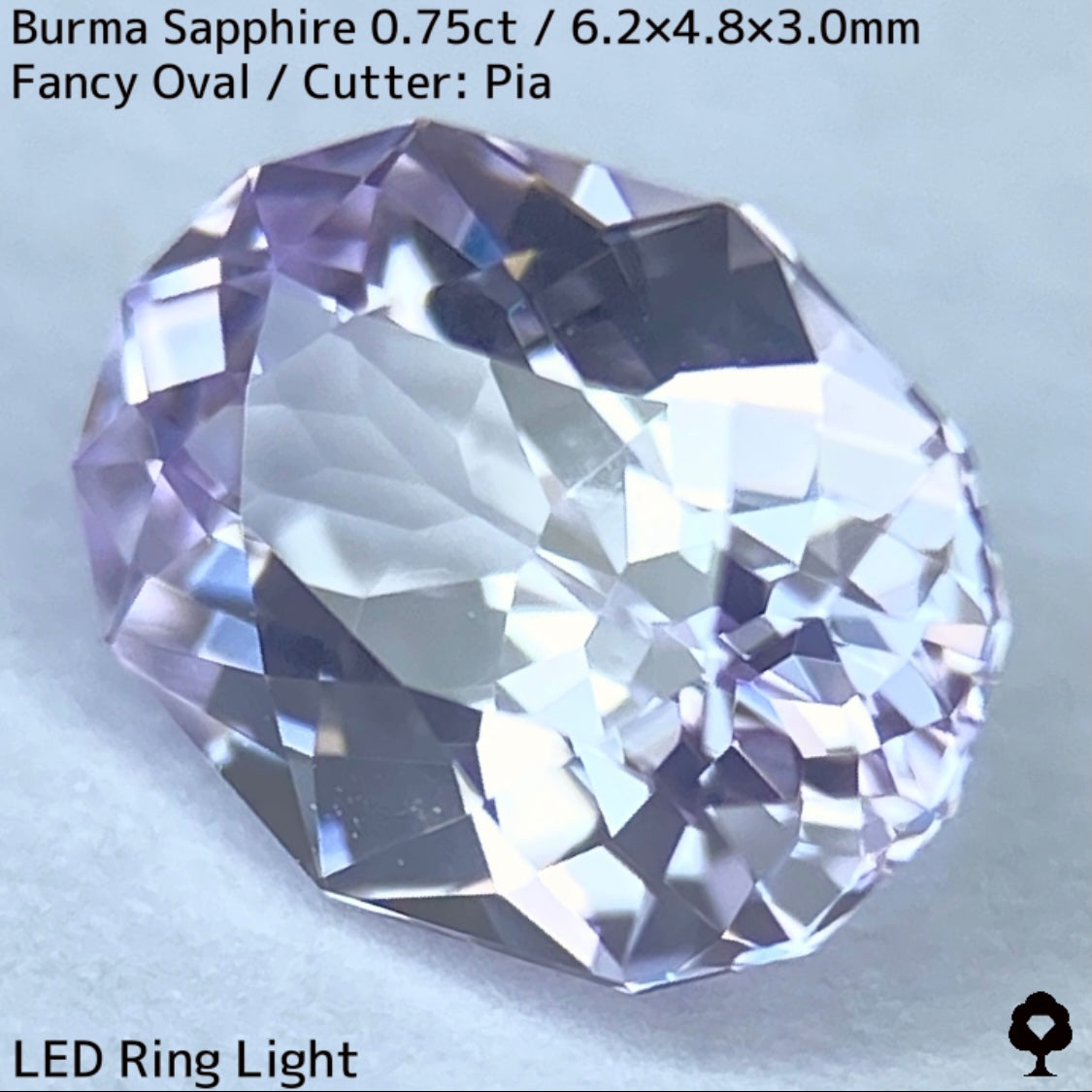 ビルマ産サファイア0.757ct★大変身を遂げたほのかなライラック感が可愛らしいほんのりシルキーなニアカラーレス