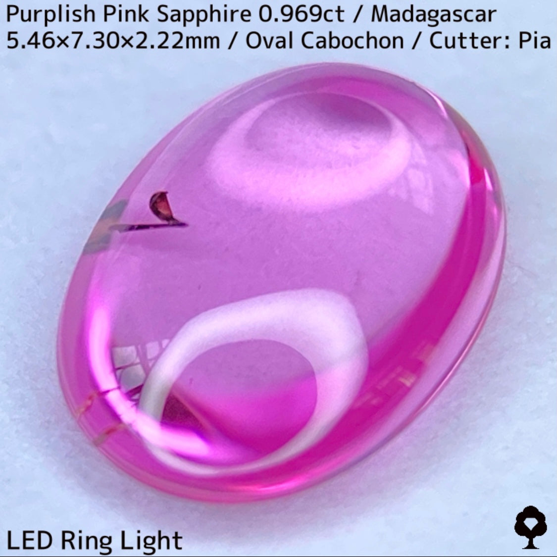 マダガスカル産ピンクサファイア0.969ct★美しい石質の美ピンクに音符のような蝶のようなインクルが可愛い