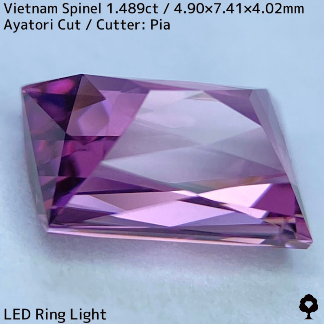 ベトナム産スピネル1.489ct★妖艶なピンキッシュパープルの超美結晶原石の形を生かしたシザースのあやとりカット