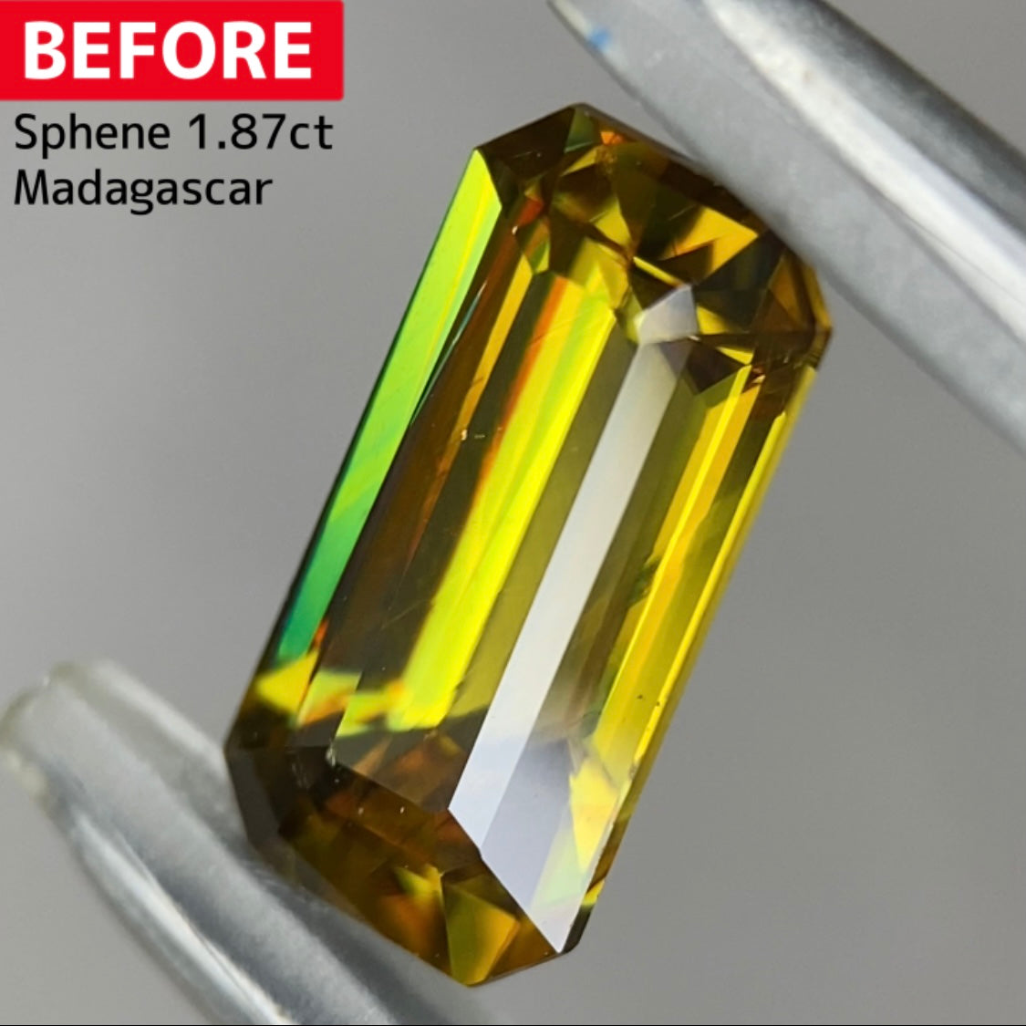 お客さま専用【超高品質BEFORE&AFTER】BEFOREスフェーン1.87ct★完成までプライス★5ZBご利用価格