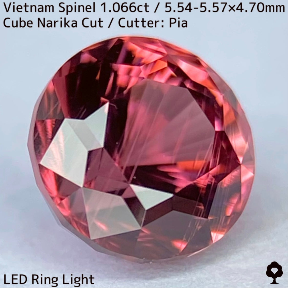 ベトナム産スピネル1.066ct★原石からつくりあげた厚みのあるプロボーションから8本の鋭い煌きはなつ大人の美色
