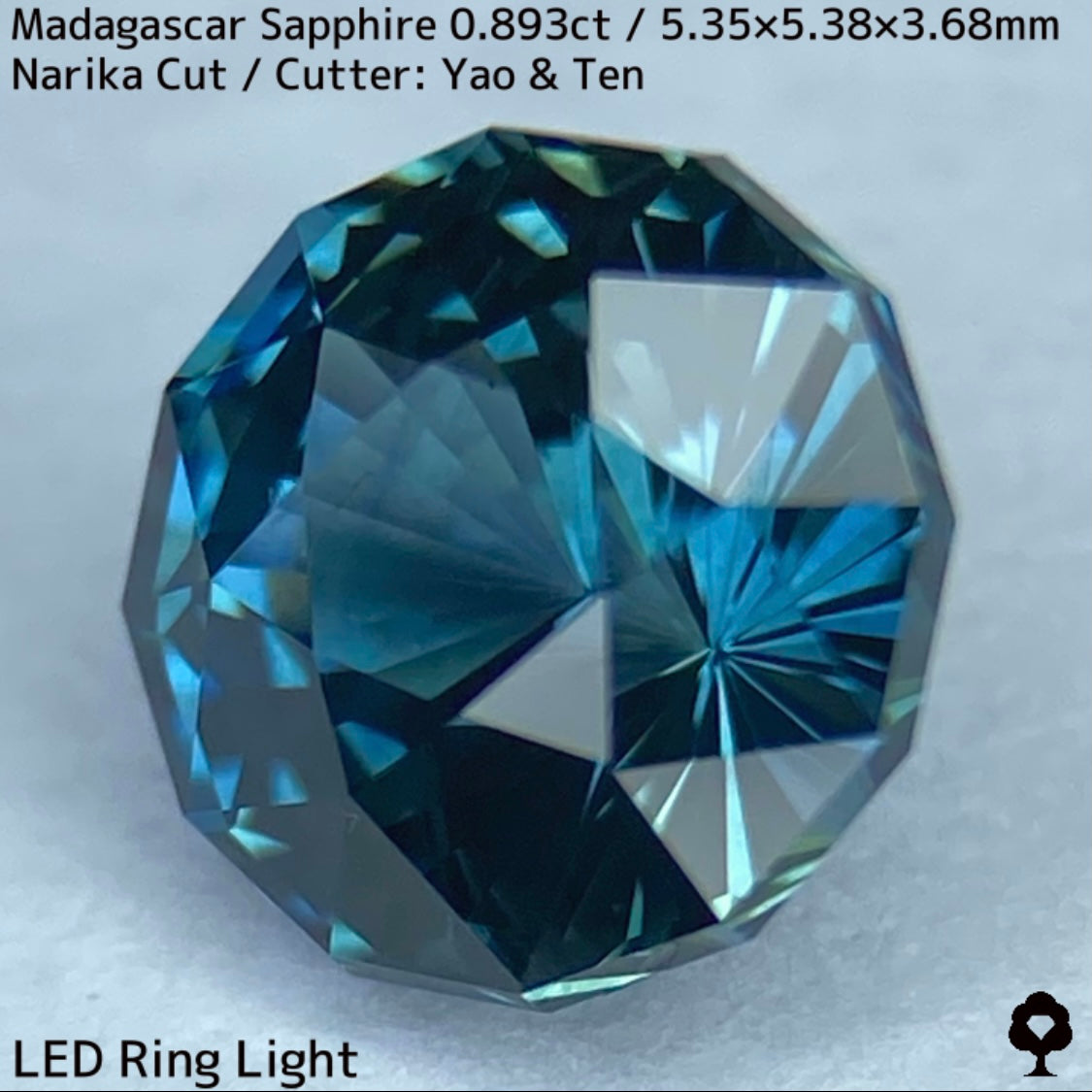 ほんのりミルキーでブルーにグリーンが混ざるナリカーカット★マダガスカル産サファイア0.893ct