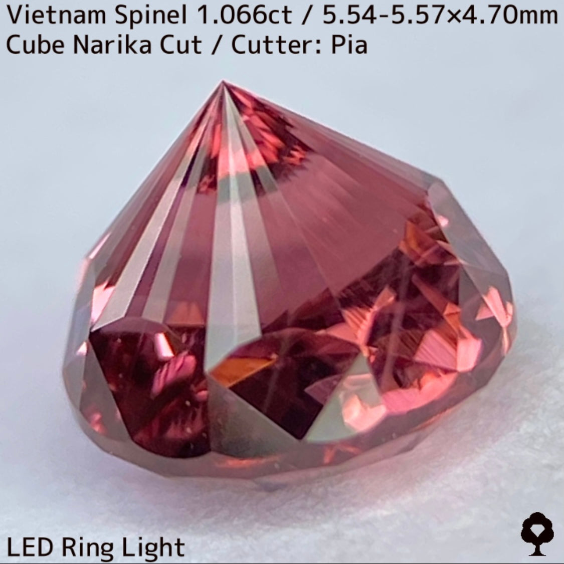 ベトナム産スピネル1.066ct★原石からつくりあげた厚みのあるプロボーションから8本の鋭い煌きはなつ大人の美色