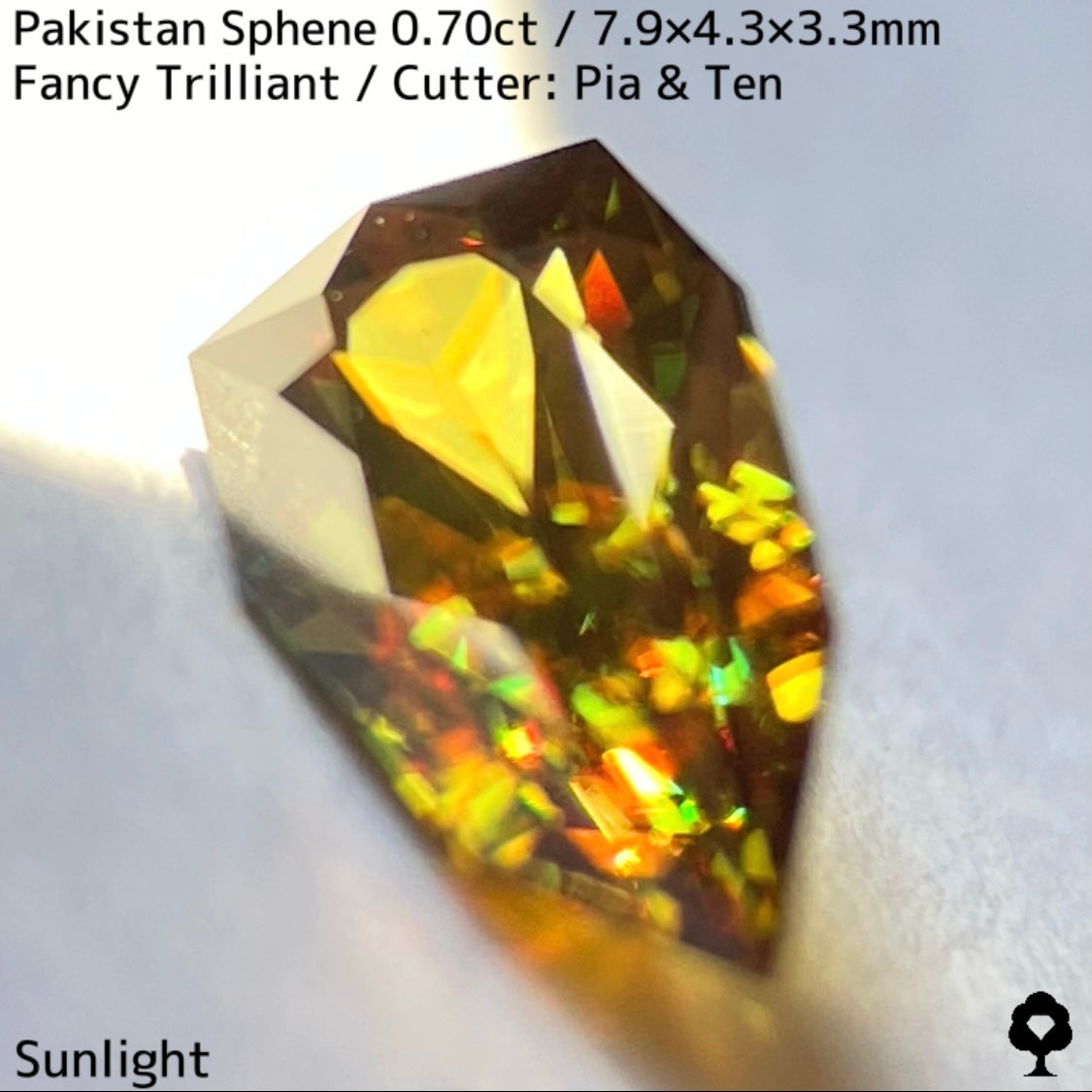 【ご当選者さま専用】パキスタン産スフェーン0.70ct★恐るべき煌めきと多色感たまらない槍型トリリアント