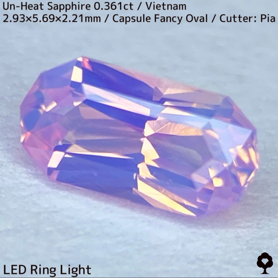 ベトナム産非加熱サファイア0.361ct★シルキーパープリッシュピンクとシルキーイエローのほんのりバイカラーが可愛い
