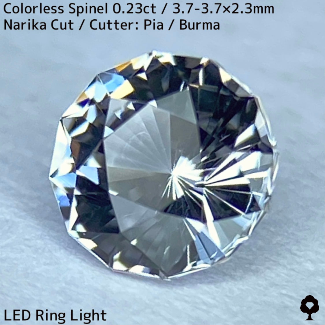 ビルマ産カラーレススピネル0.23ct★クリアな結晶から純白の煌めきとカラフルファイアー放つナリカーカット