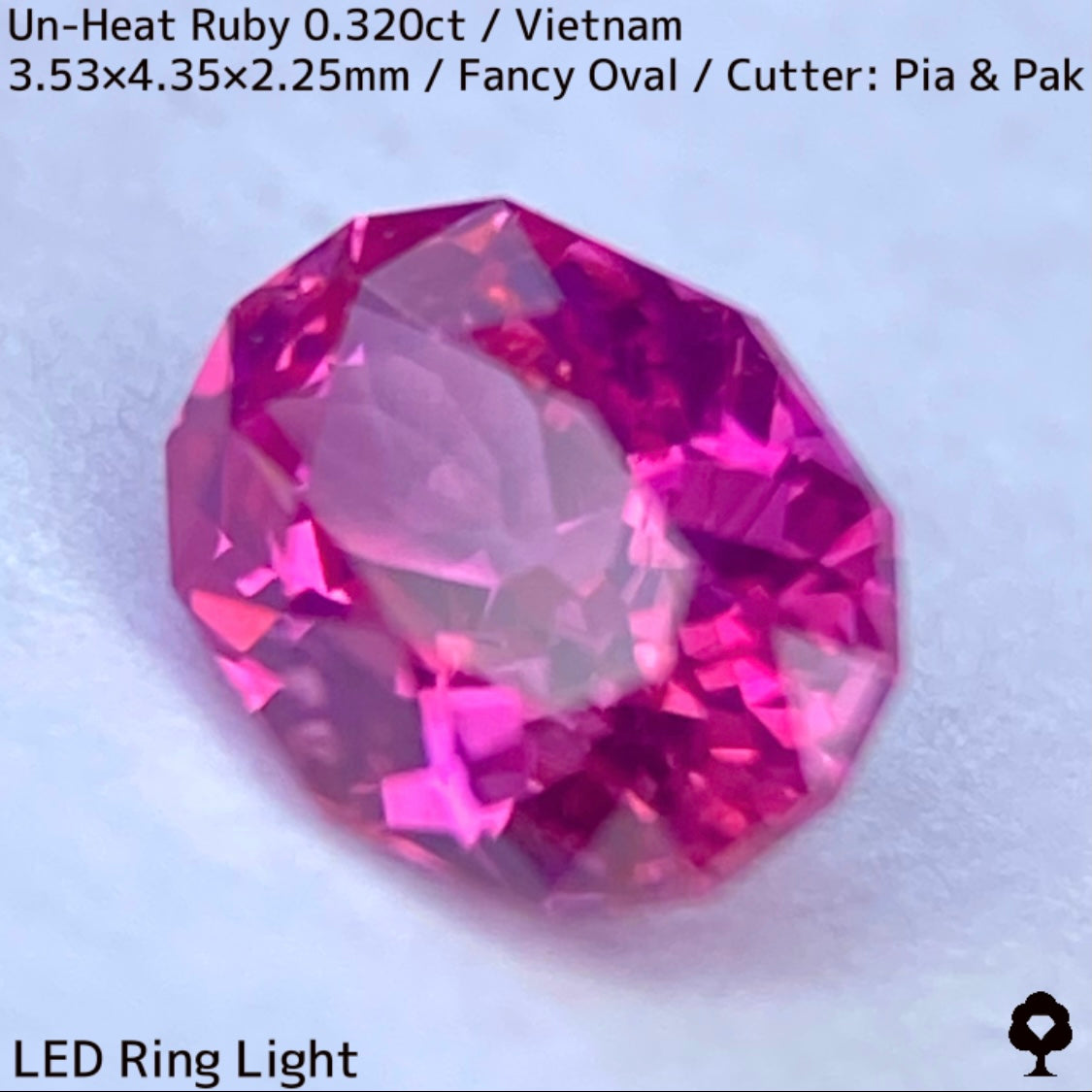 ベトナム産非加熱ルビー0.320ct★ネオンピンクの煌めき溢れる花咲くファンシーオーバル
