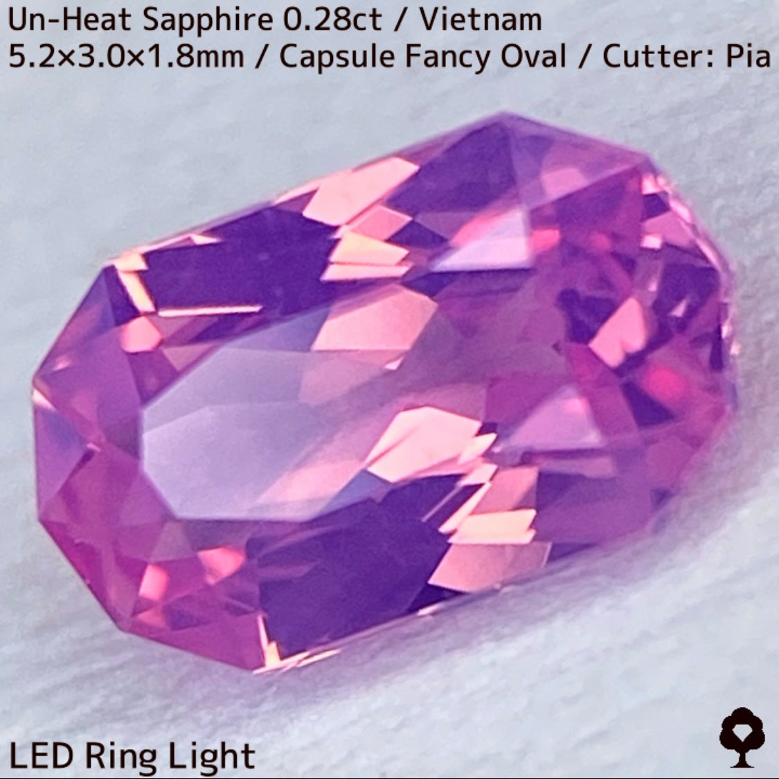 ベトナム産非加熱サファイア0.286ct★ベトナム産の代名詞とも言えるシルキーピンクからネオン感あるゴールドの煌めき