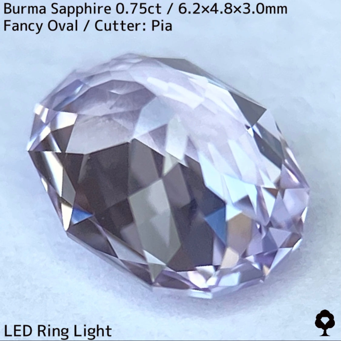 ビルマ産サファイア0.757ct★大変身を遂げたほのかなライラック感が可愛らしいほんのりシルキーなニアカラーレス