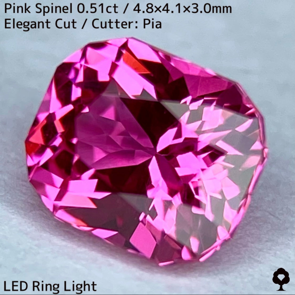 ホットピンクの強く細かい煌めきにファイアーチラつく超美結晶★ピンクスピネル0.51ct