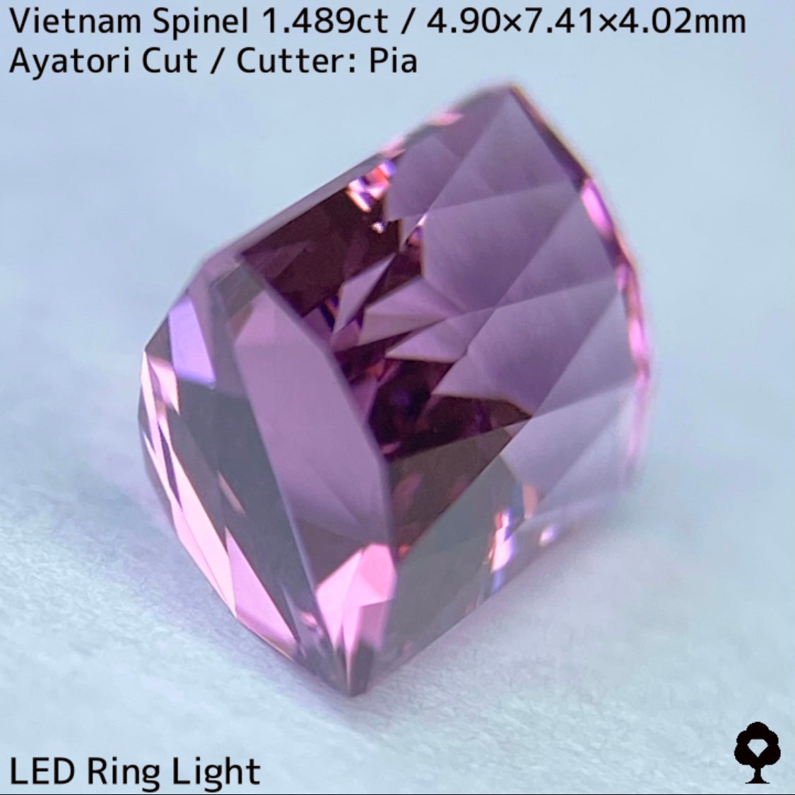 ベトナム産スピネル1.489ct★妖艶なピンキッシュパープルの超美結晶原石の形を生かしたシザースのあやとりカット
