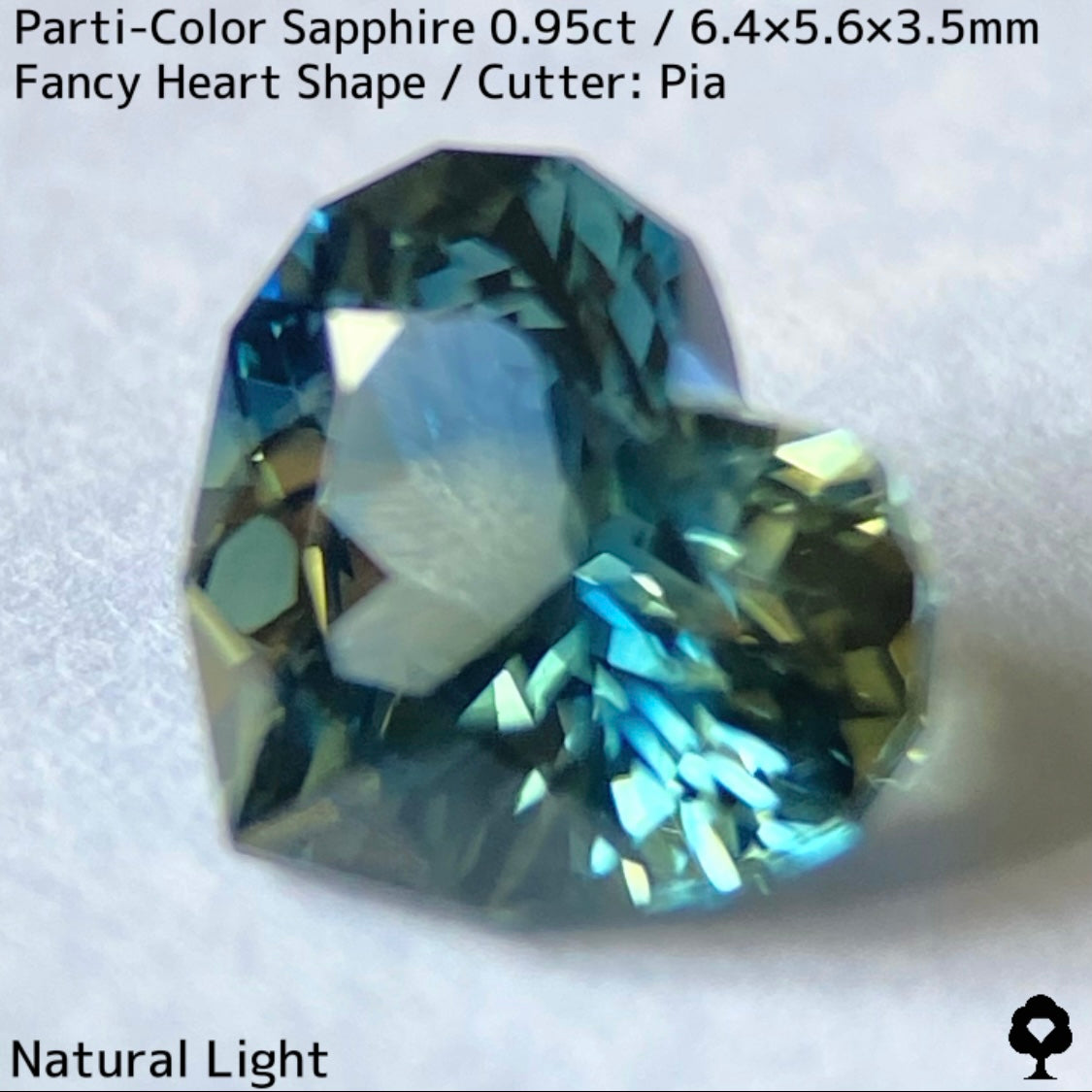 パーティカラーサファイア0.95ct★イエローからパープル感じるブルーまでのカラフルなパーティ感美しいレアファンシーハート
