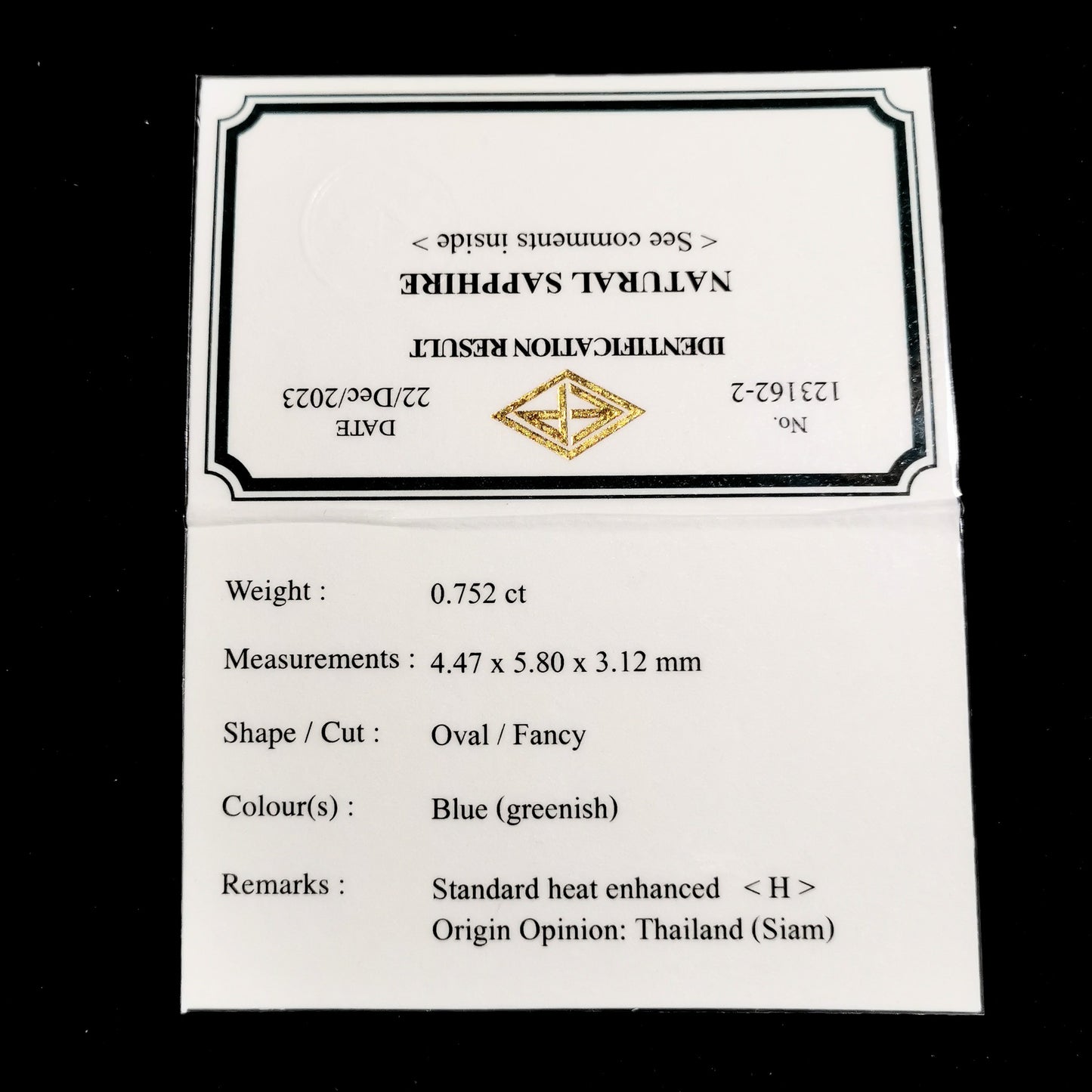 グリニッシュブルーサファイア 0.752ct★バンカチャ産のカラーバンド面白い美結晶