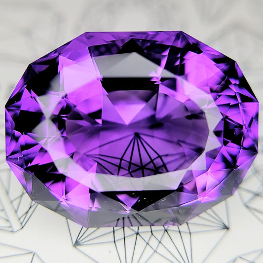 アメジスト29.051ct★三角ファセットがこれでもかと敷き詰められたクラウン三段ステップの煌くファンシーオーバル