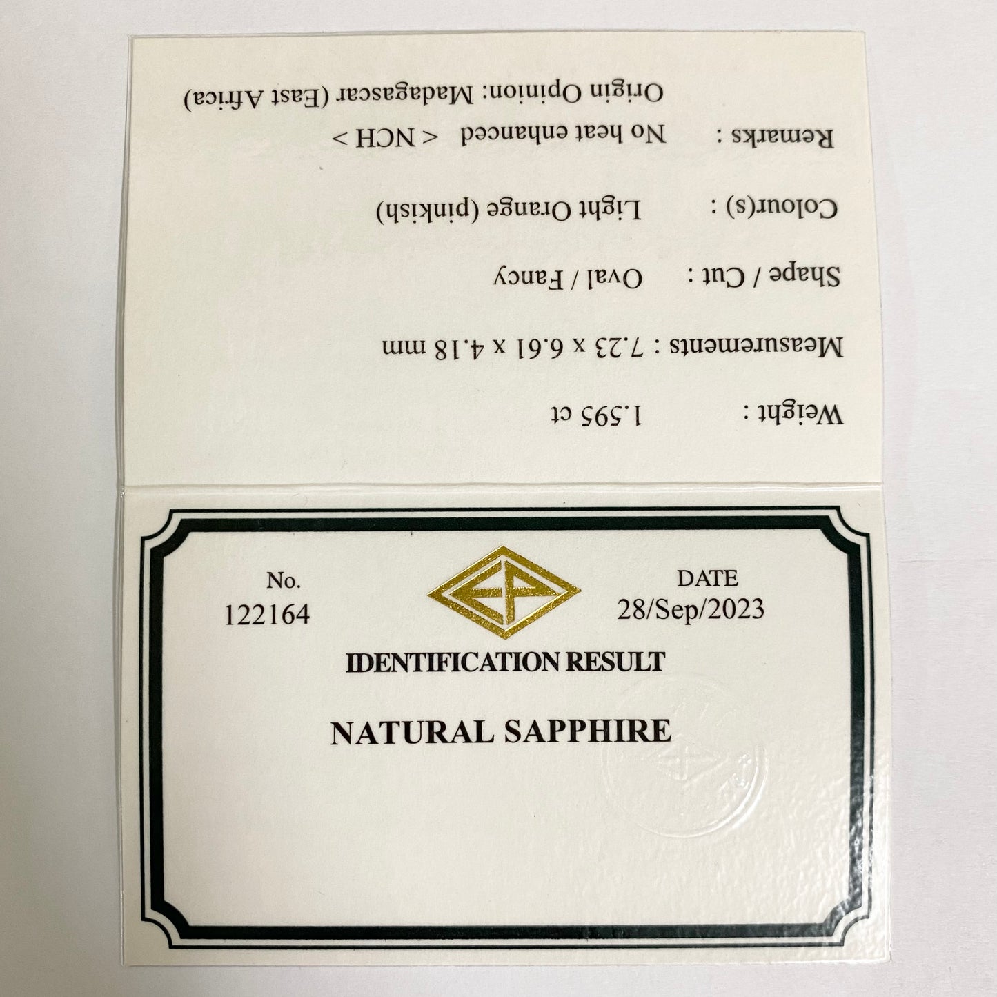 非加熱パパラチァサファイア1.595ct★探しても見つからない1.5ctアップのオレンジ系美色ヴィンテージ作品