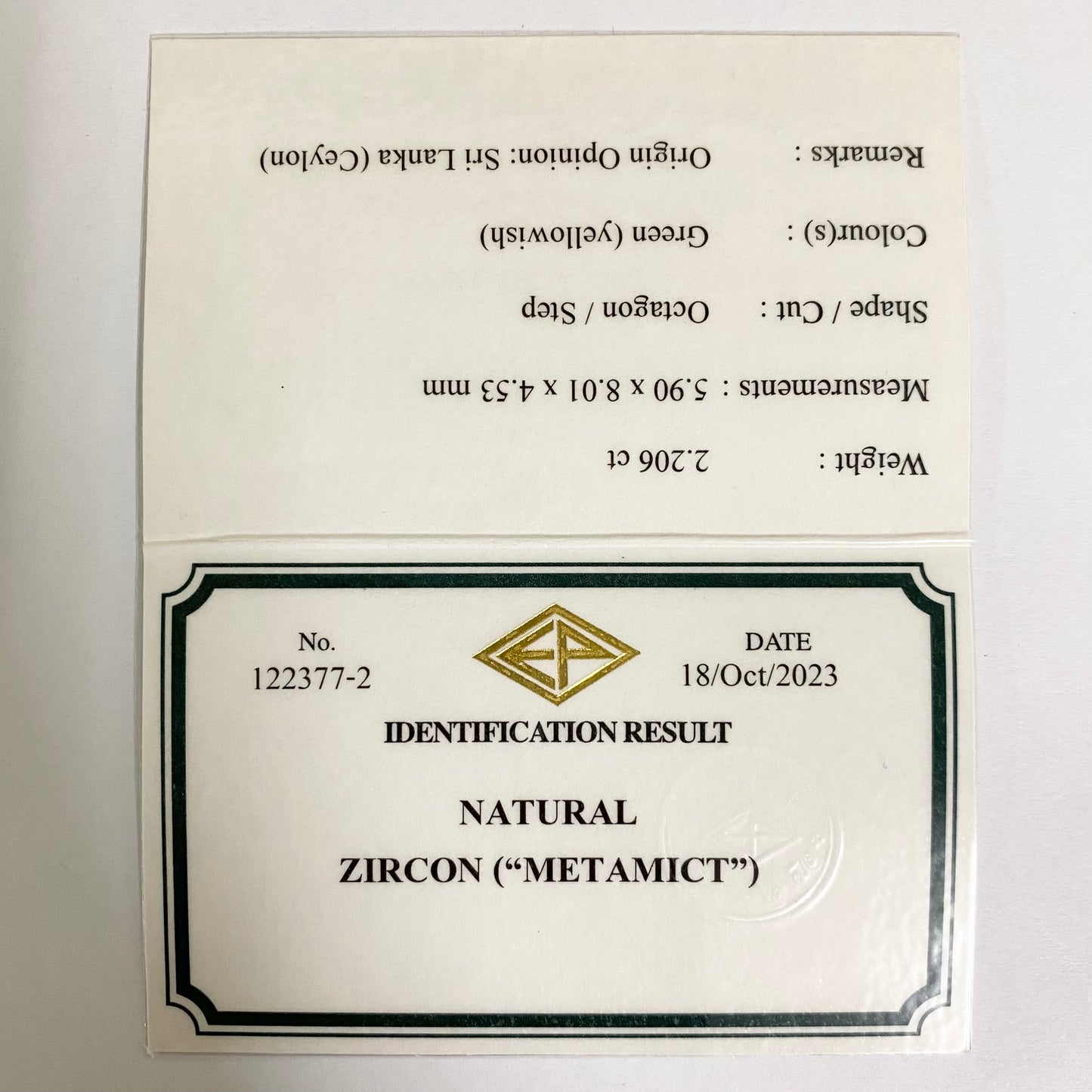 研磨の出来ないグリーンジルコンが静かなる巨人プッちゃんによって信じられないツヤに★グリーンジルコン2.206ct