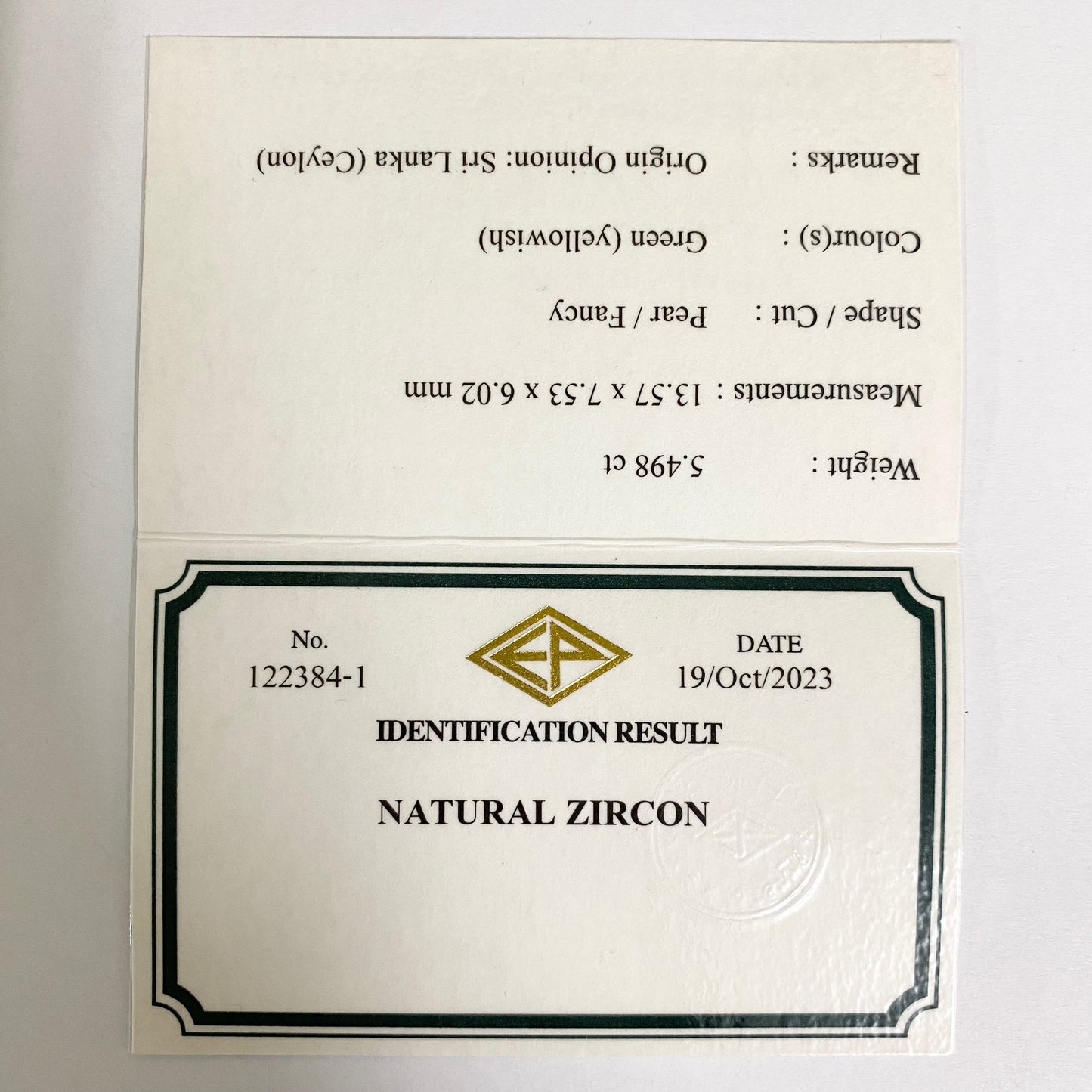 研磨の難しさ最上級の石をツヤツヤに仕上げた名作ペアシェイプ★グリーンジルコン5.498ct