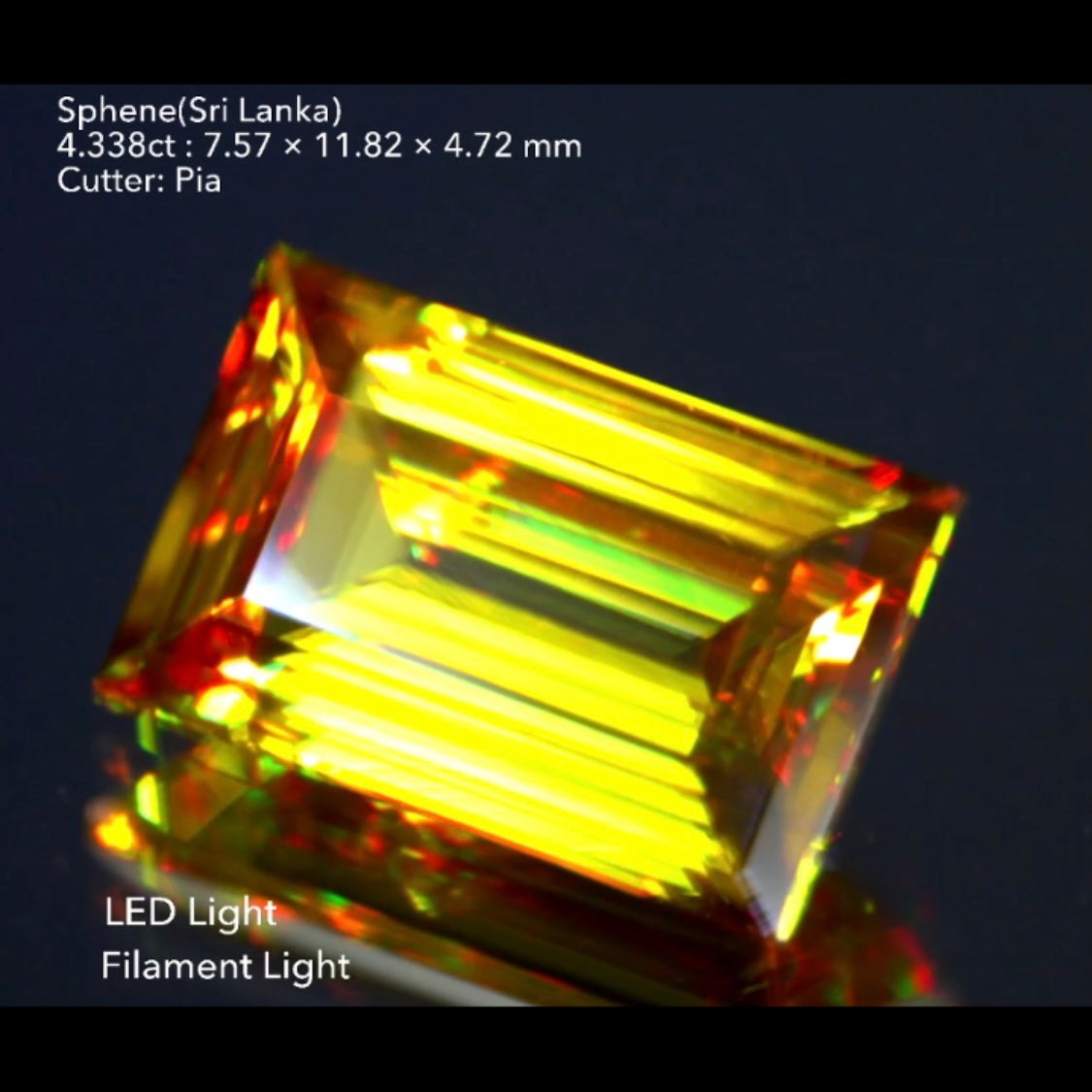 滅多に作らないバゲットシェイプのスリランカ産スフェーン4.338ct★
