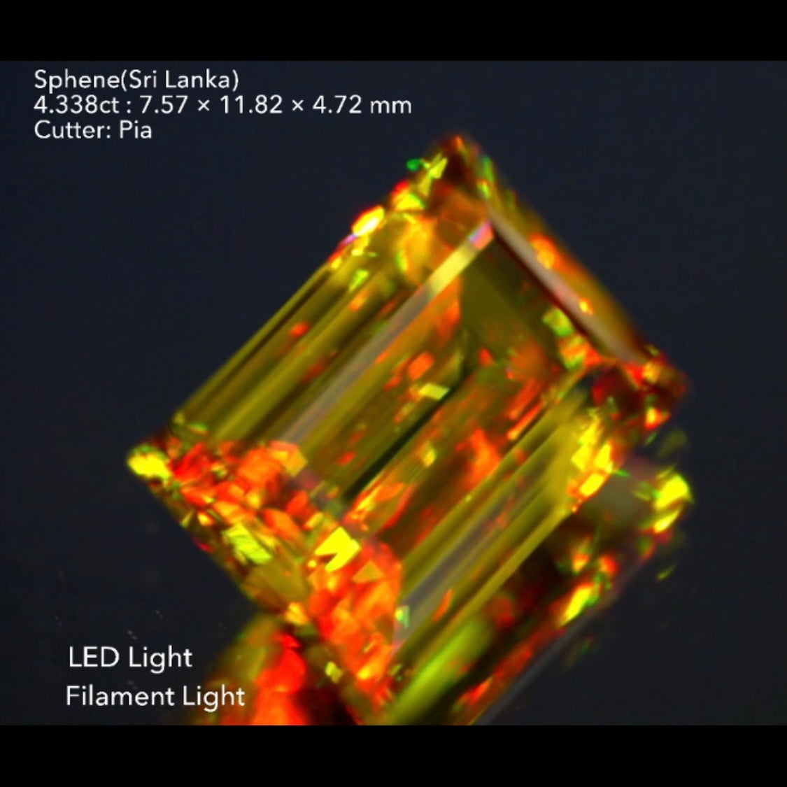 滅多に作らないバゲットシェイプのスリランカ産スフェーン4.338ct★