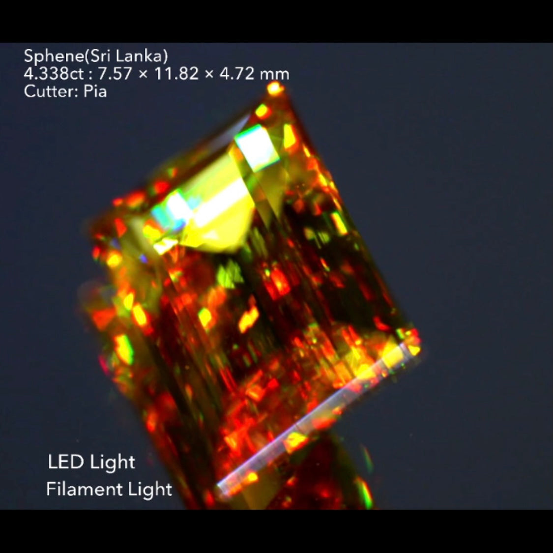 滅多に作らないバゲットシェイプのスリランカ産スフェーン4.338ct★
