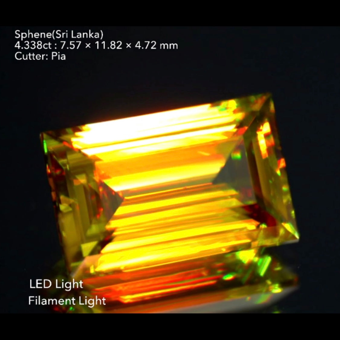 滅多に作らないバゲットシェイプのスリランカ産スフェーン4.338ct★